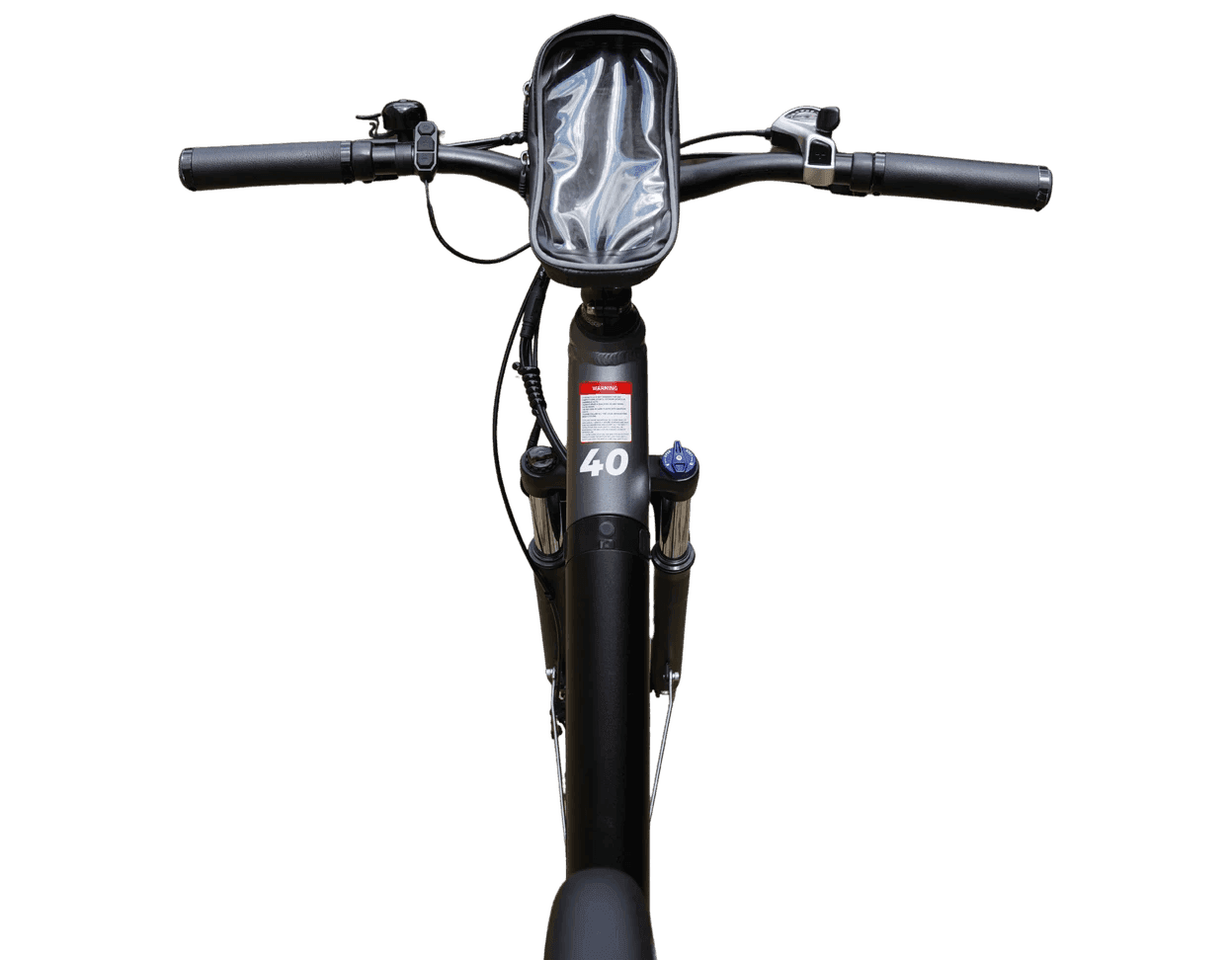 Close-up of the Renter T1 handlebar with phone holder