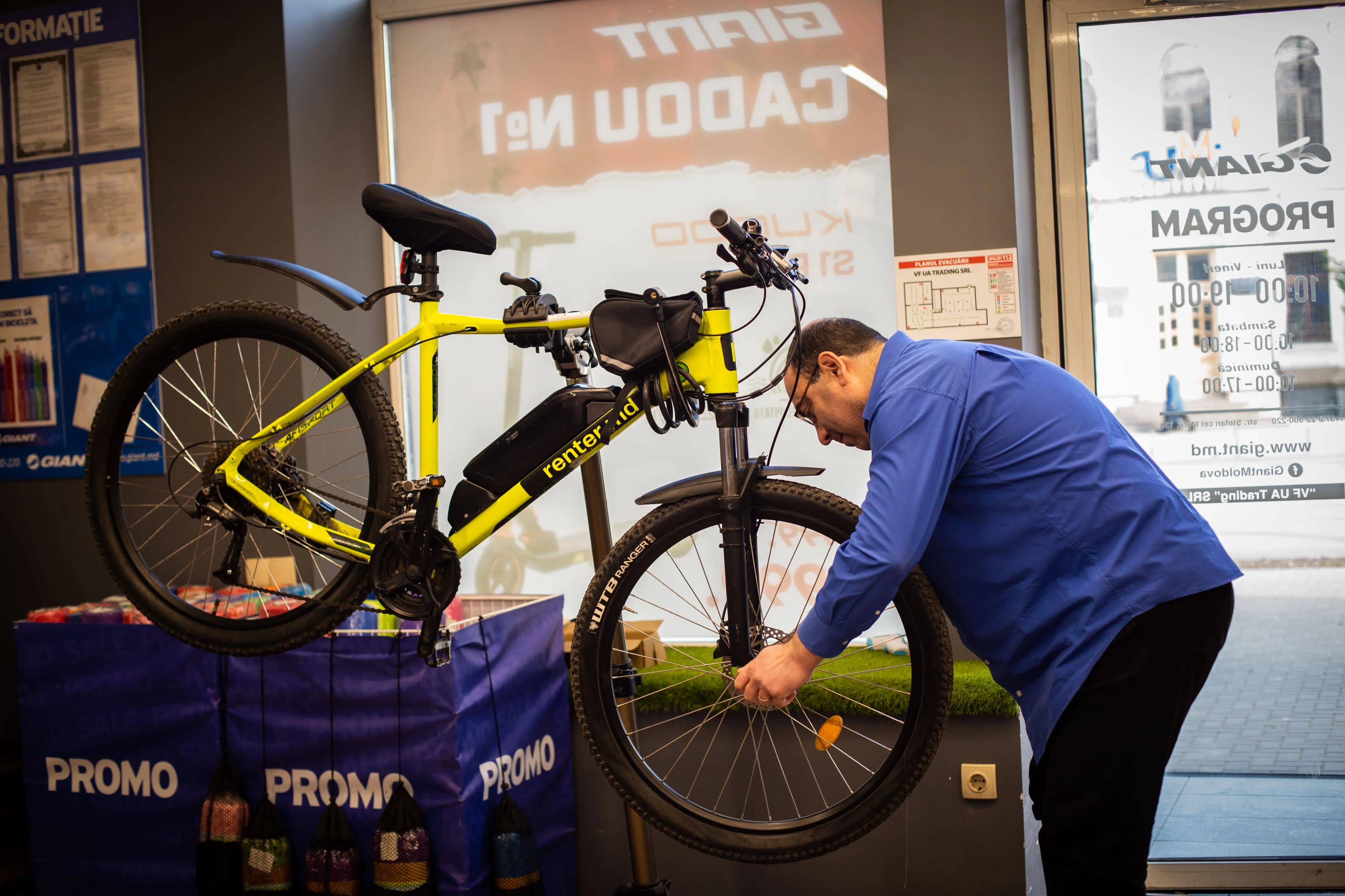 Renter electric bike in a shop